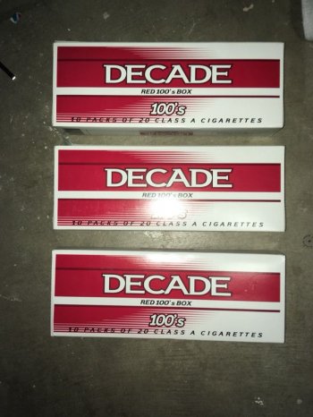 Decade Red 100\'s Box cigarettes 10 cartons