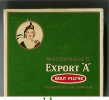 Export \'A\' Macdonald\'s Bout Filtre green cigarettes 10 cartons